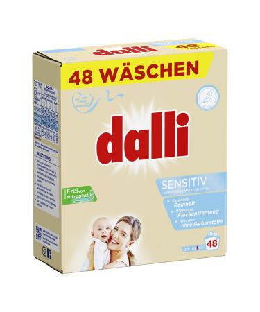 Dalli Sensitive full-detergent powder I 48 Washpieces I Good skin tolerance with excellent washing force |White laundry |3.12 kg