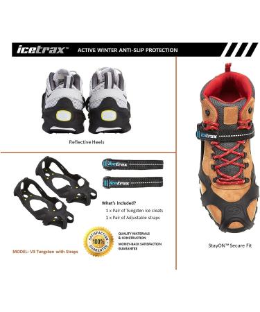 Ice Cleats Combo Pack - ICETRAX V3 Tungsten Crampons with Straps - Non-Slip Shoe Grippers for Snow and Ice - L/XL Size - Buy Online on SooperMarket.com