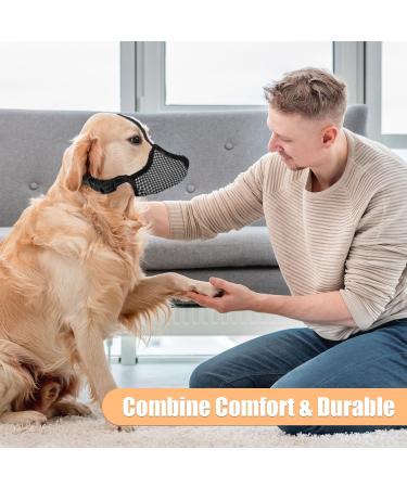 Breathable Mesh Dog Muzzle Anti Barking & Biting Chewing Dog Mouth Guard with Reflective Strap Adjustable Soft Basket Muzzle for Small Medium Large Dog (L) - Buy Online on SooperMarket.com