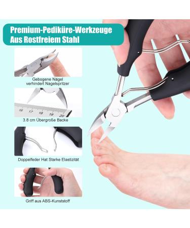 Jupeli Professional Toenail Clip Set - Sharp Stainless Steel Nail Clippers for Thick & Ingrown Nails 8PC Pedicure & Manicure Kit with Nail Scissors Shapers & Files - Perfect Foot Care Solution - Buy Online on SooperMarket.com