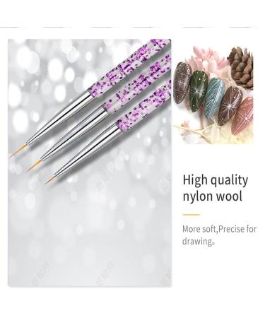 Peutpy 3-Piece Nail Art Liner Brush Set - Professional Acrylic & UV Gel Detailing Tools for Manicure & Nail Salon Accessories - Buy Online on SooperMarket.com