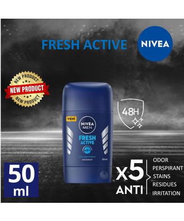NIVEA Fresh Active Stick Deodorant 50ml - Pack of 3 | Anti-Transpirant | Ergonomic Design - Buy Online on SooperMarket.com