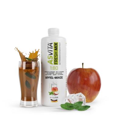 ASVITA beverage concentrate Fresh Mix 1: 80-1 liter bottle - beverage syrup sugar -free - 26 delicious zero syrup flavors (apple mint) for the water bubbler
