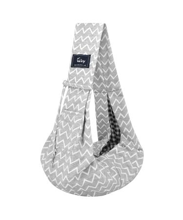 CUBY Reversible Pet Dog Sling Puppy Carrier Hands-free Sling Pet Dog Cat Bag Carrier Soft Comfortable Puppy Kitty Double-sided Pouch Shoulder Carry Tote Handbag (Striped Grey Non-adjustable) 32 cm L x 20 cm W x 8 cm H Striped Grey