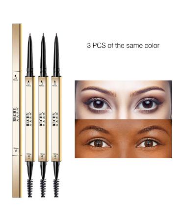 3 PCS Waterproof Long-Lasting Dark Brown Eyebrow Pencil Set - Natural Brow Makeup | Ultra Slim Defining Pencils 3pcs - Buy Online on SooperMarket.com