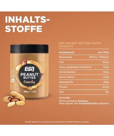 Buy ESN Peanut Butter Crunchy 1000g - Pure Additive-Free Peanut Butter | International Shipping Available - Buy Online on SooperMarket.com