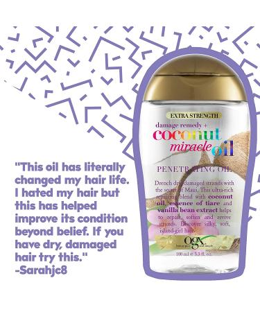 Ogx Coconut Miracle Oil X-Strength 3.3oz (100ml) - Pack of 2 - Penetrating Formula - Buy Online on SooperMarket.com