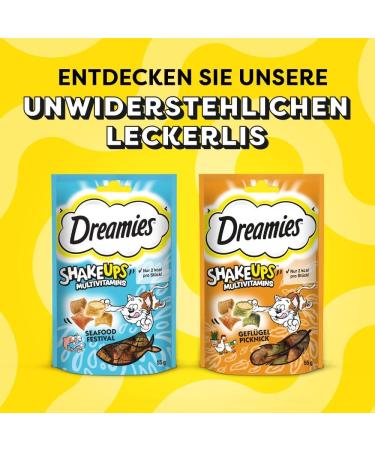 Dreamies Shake Ups Multivitamins for Cats - Poultry Picnic Treats 330g (6x55g Bags) - Healthy Cat Snacks for International Shipping - Buy Online on SooperMarket.com