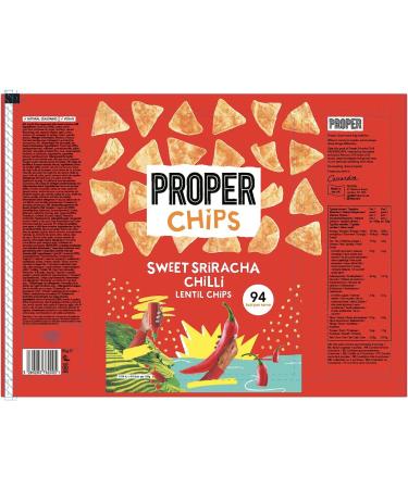 PROPER Lentil Chips Sweet Sriracha Chilli 85g - Vegan & Gluten-Free Snack Sharing Bag - Buy Online on SooperMarket.com