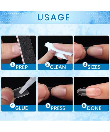 Oval Nail Tips - Ejiubas 505Pcs Clear Pre-Buff Fake Nails with Glue & Case | Natural Medium Oval Extension Kit - Buy Online on SooperMarket.com