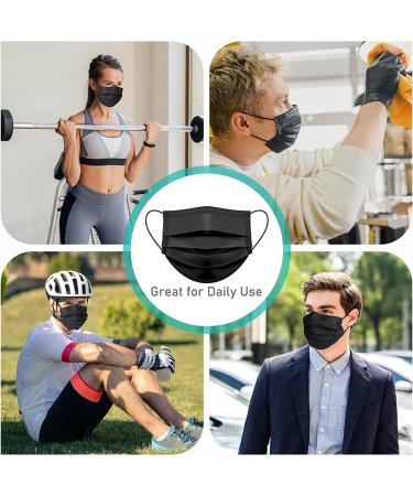 Assacalynn Disposable Face Masks 4 Layers - 2022 Upgrade, 50PCS Black Mask with White Inside - Breathable, Comfortable Flat Elastic Ear Bands - Pack of 50 - Buy Online on SooperMarket.com