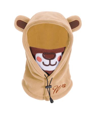 Phogary Schalm tz Slide Children Polar Fleece Winter Hiefs Young Cover Design Balaclava Face mask Sturmhauben Kinder Hapula scarf 47cm-52cm adjustable (2-5 years) M-L Khaki