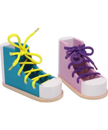Small foot thread shoes binding made of wood colorful 2 Set including suitable laces from 3 years sport 6475 colorful medium