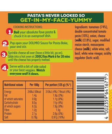 Dolmio Pasta Bake Tomato & Cheese Sauce 500g - Pack of 1 | Delicious Pasta Sauce - Buy Online on SooperMarket.com