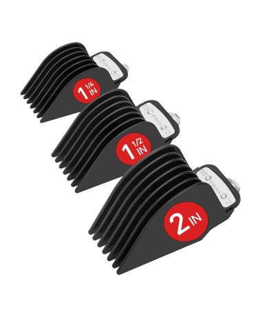 Wahl Clipper Guards NO.16 NO.12 NO.10 Premium Hair Clippers Trimmers with Metal Clip - 1 & 1/4" 1 & 1/2" 2", Fits Most Size Wahl Clippers Cutting Guide Combs (3-Piece Set, Black) 3-piece set Black