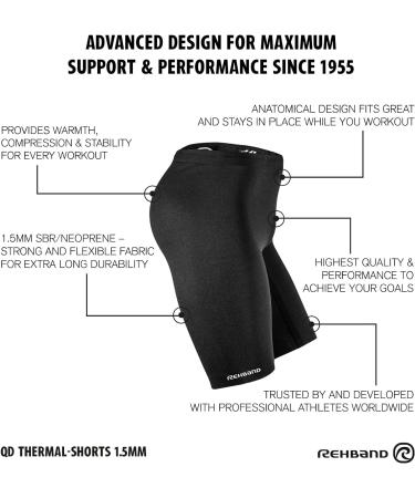 Rehband Thermal Trousers for Men - 1.5mm Neoprene Compression Underwear for Football Fitness Running & More | Black - Buy Online on SooperMarket.com