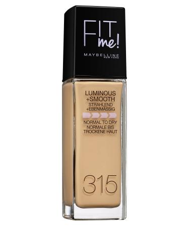 Maybelline New York Make Up Fit Me!Foundation with LSF18 for flawless skin all skin types No. 315 Soft Honey 30 ml No. 315 Soft 30 ml (1 Pack)