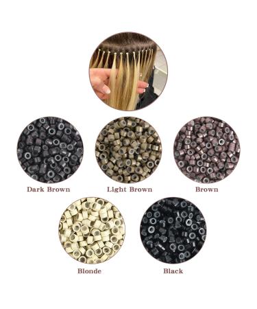 200Pcs 4mm Silicone Lined Micro Ring Beads for Hair Extensions - Brown | 5 Color Options Available - Buy Online on SooperMarket.com