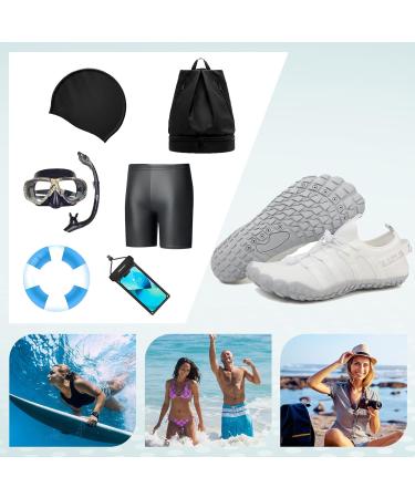 Ziitop Unisex Water Shoes for Men & Women - Quick-Dry Barefoot Beach Pool & Hiking Footwear (EU Sizes 36-46) - Light & Soft Surf Shoes in White Gray - Buy Online on SooperMarket.com