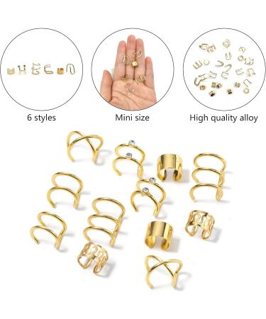 Niuhong 24 Pieces Dreadlocks Jewellery Braids Hair Clips Braiding Hair Cuffs Hair Rings Braids Viking Braids Loc Hair Accessories Hair Clip Braids Accessories Women and Girls (Golden) - Buy Online on SooperMarket.com