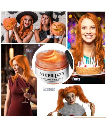 Orange Temporary Hair Color Wax | Instant Hairstyle Cream for Women & Youth | Party & Cosplay Hair Pomade - 4.23oz - Buy Online on SooperMarket.com