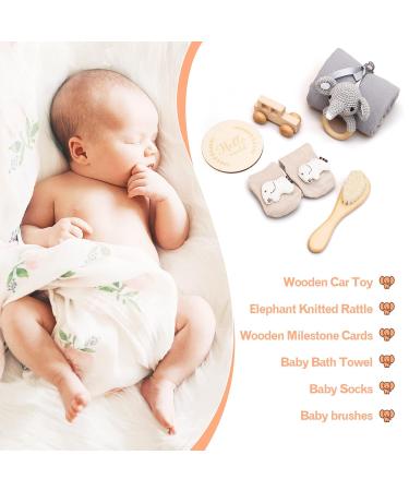 Shop Youuus 6-Piece Baby Gift Set - Newborn Essentials: Bath Towels Handmade Rattles Wooden Toys & More - Perfect for Boys & Girls! - Buy Online on SooperMarket.com