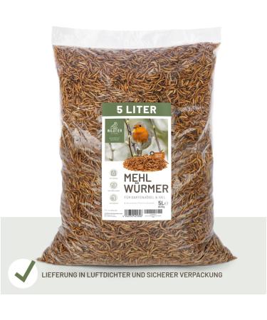 Buy Wild Animal Love Noble Mealworms 5L | Dried Mealworms for Birds & Hedgehogs | Premium Insect Food for Garden Birds - Buy Online on SooperMarket.com