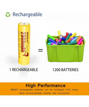 BEBAT Rechargeable Batteries AA (2023 New Version) AA Batteries 2900mAh High Capacity Low Self Discharge Ni-MH 1.2V Double A Rechargeable Batteries (8 Pack) - Buy Online on SooperMarket.com