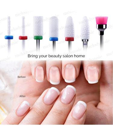MELODYSUSIE Nail Drill Bits Set - Professional Ceramic Safety 3/32 Bits for Acrylic and Gel Nails - 7pcs Set for Precise Filing and Cuticle Removal - Buy Online on SooperMarket.com