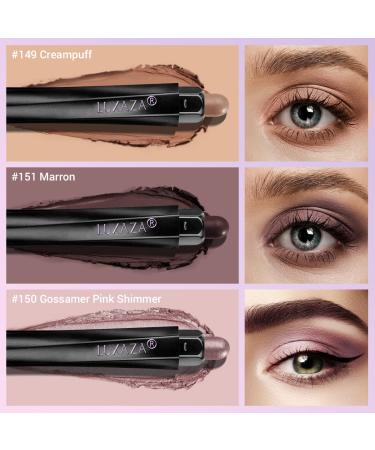 LUXAZA 3Pcs Eyeshadow Stick Matte and Shimmer Eye shadow Pencil Set with Primer & Setting Spray - Waterproof 3-in-1 Eye Makeup Kit in B-Cocoa - Buy Online on SooperMarket.com