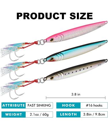 TRUSCEND Saltwater Jigs Fishing Lures with Flat BKK Hooks - Sea Fishing Spoon Lure for Tuna, Salmon, Grouper - Slow Pitch, Knife, Vertical Jigs - Bass Blade Bait 10g-160g G1-3.8 -2.1oz - Buy Online on SooperMarket.com