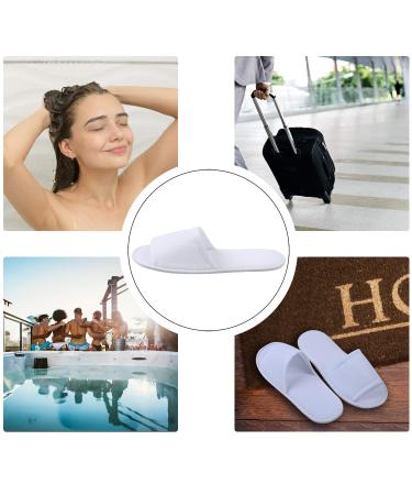 Elcoho 12 Pairs Open Toe White Spa Slippers for Spa, Party, Hotel, Travel - Unisex Men and Women - Buy Online on SooperMarket.com