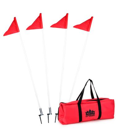 4 Pack of Soccer Corner Flags - Collapsible Spring Loaded Steel Base with Carrying Bag by Crown Sporting Goods