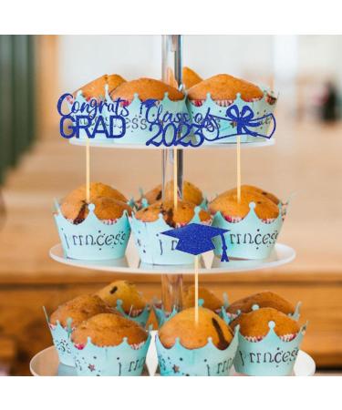 JINGLING Graduation Cake Toppers 24 Piece Graduation Cupcake Toppers Glitter Class of 2023 Graduation Caps Cupcake Picks for Party Cake Decorations Blue - Buy Online on SooperMarket.com