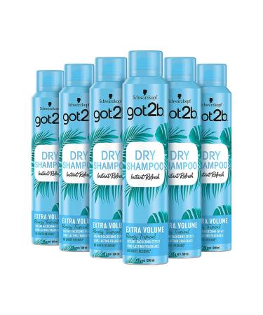 Schwarzkopf got2b Fresh It Up Extra Volume Dry Shampoo Refreshes Hair Inbetween Washes No White Residue Vegan Silicone Free 200 ml - Pack of 6