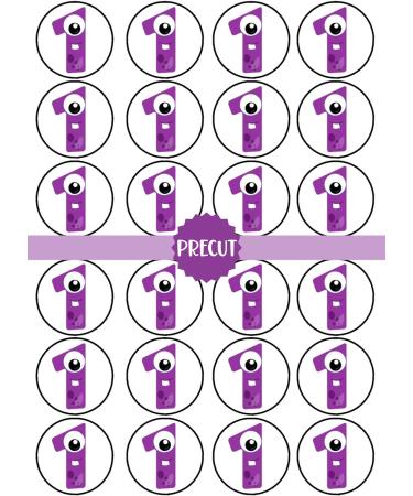 PRECUT Monster 1st Birthday Edible Cupcake Toppers - Monster Numbers Theme Premium Thickness SWEETENED VANILLA - wafer card disc cake decorations (Pack of 12) - Buy Online on SooperMarket.com