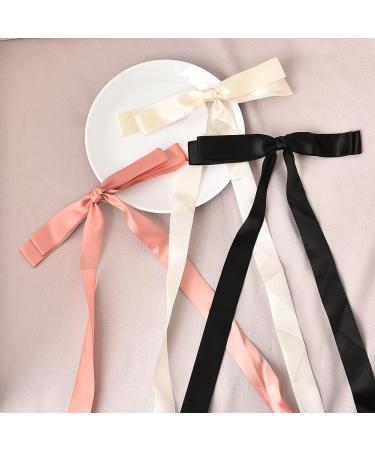 Hair Ribbon Bow Clip for Women Tassel Ribbon Bowknot Hair Clips With Long Tail Hair Bow for Girls Hair Bow Ties Long Silk Ribbon for Hair Barettes Accessories for Wedding Party Decoration