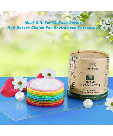 Samtone Reusable Makeup Remover Pads 20 Pack with Laundry Bag - Organic Face Cleansing Rounds for Toner - Washable Eco-Friendly Bamboo Cotton Pads (8cm) - Buy Online on SooperMarket.com