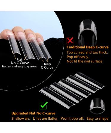 360Pcs XXL Extra Long Clear Nail Tips for Acrylic Nails - 12 Sizes, Half Cover Tapered Square Straight Fake Nails for Nail Salon Home DIY Nail Art - 360PCS XXXL Square - Buy Online on SooperMarket.com