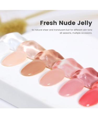YTD Likomey Nude Gel Nail Polish Kit - 8 Colors Translucent Neutral Jelly Sheer UV Set | White Pink Glitter | 7.5ml Multicolor - Buy Online on SooperMarket.com