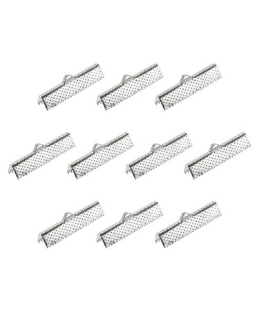 uxcell 50Pcs Ribbon Crimp Clamp Ends  30mm Bookmark Pinch Cord End Clasps for DIY Craft Making  Silver Tone 30mm Silver Tone