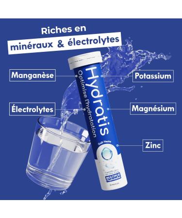 HYDRATIS - Peach Effervescent Lozenges - Optimizes Hydration - Rich in Minerals - Low Sugar - Light Tastes - Sport Cramps Recovery - 20 Lozenges 1 Tube white - Buy Online on SooperMarket.com