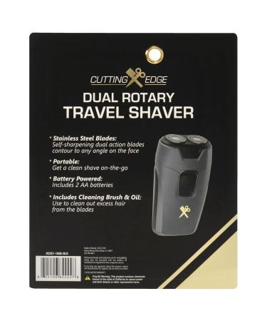Cutting Edge Dual Rotary Travel Shaver by Barbasol - CXE1-1006 Black for Men | 4Pc Stainless Steel Blades 2AA Battery Cleaning Brush & Oil - International Shipping Available - Buy Online on SooperMarket.com