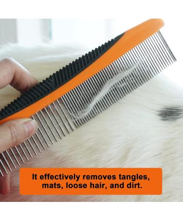 Cafhelp Metal Dog & Cat Comb | Stainless Steel Teeth, Non-Slip Grip Handle | Professional Grooming Tool for Tangles & Knots | Greyhound Comb for Long/Short Haired Pets - Buy Online on SooperMarket.com