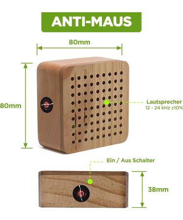 ISOTRONIC Mouse Defense: Ultrasonic Pest Control in Wooden Housing | Chemical-Free Rat Repellent for Home Basement & Garden | 3-Piece Set - Buy Online on SooperMarket.com