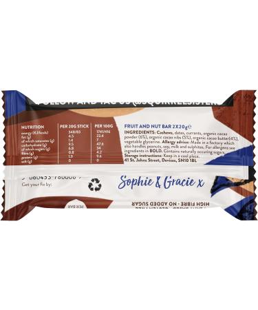 Squirrel Sisters Cacao Brownie Snack Bar No Added Sugar Vegan Gluten-Free Nutrition Bars Plant-based Snacks for Adults and Kids Box of 16 x 40 grams Cacoa Brownie - Buy Online on SooperMarket.com