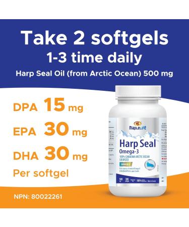 Maplelife Nutrition Harp Seal Oil 500 mg 100% Canadian Arctic Ocean Sourced EPA/DHA/DPA for Better Absorption Boost Brain Power Maintain Cardiovascular Health Lower Cholesterol & Triglyceride Anti-Inflammation Improve Cognitive Function 300 Softgels 300 c - Buy Online on SooperMarket.com