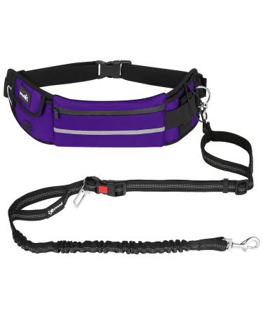 Pecute jogging line dogs with belly belt pile belt dog leash for large and medium -sized dogs leash dog with belt bag elastic running leash for dogs dog leash for running jogging purple basic version up to 100kg