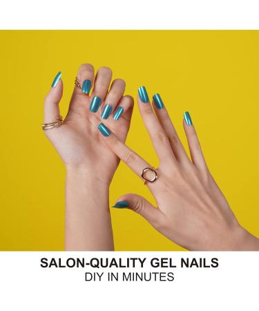 DANNI & TONI Aquamarine Gel Nail Wraps Bundle - 28 Metallic Mirror Self-Adhesive Stickers Set - Buy Online on SooperMarket.com