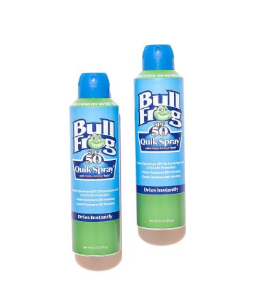 Bullfrog Quik Spray Sunscreen SPF 50 | Oxybenzone & Octinoxate Free | Broad Spectrum UVA/UVB Protection | 2 Pack - Buy Online on SooperMarket.com